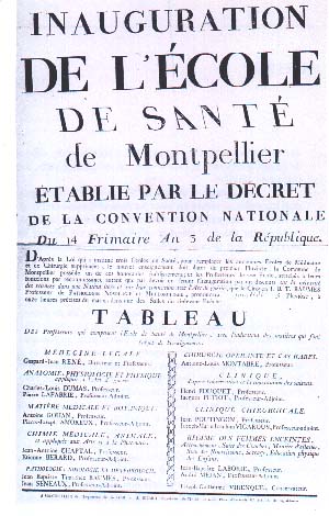 Dcret de fondation de l'Ecole de Sant de Montpellier